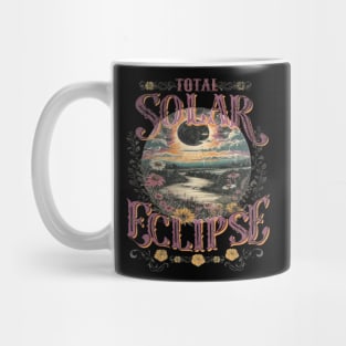 Total Solar Eclipse Vintage Flowers Astrology Lovers Mug